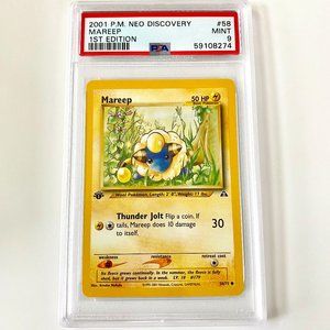PSA 9 Mareep Mint #58 1st Edition Neo Discovery 2001 Pokémon 59108274